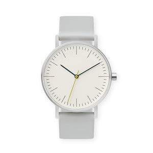B001 Watch, Silver Case, Off White Dial, Silicone Strap - 0002-Light Grey - BIJOUONE