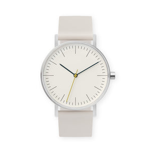 B001 Watch, Silver Case, Off White Dial, Silicone Strap - 0005-Ivory - BIJOUONE