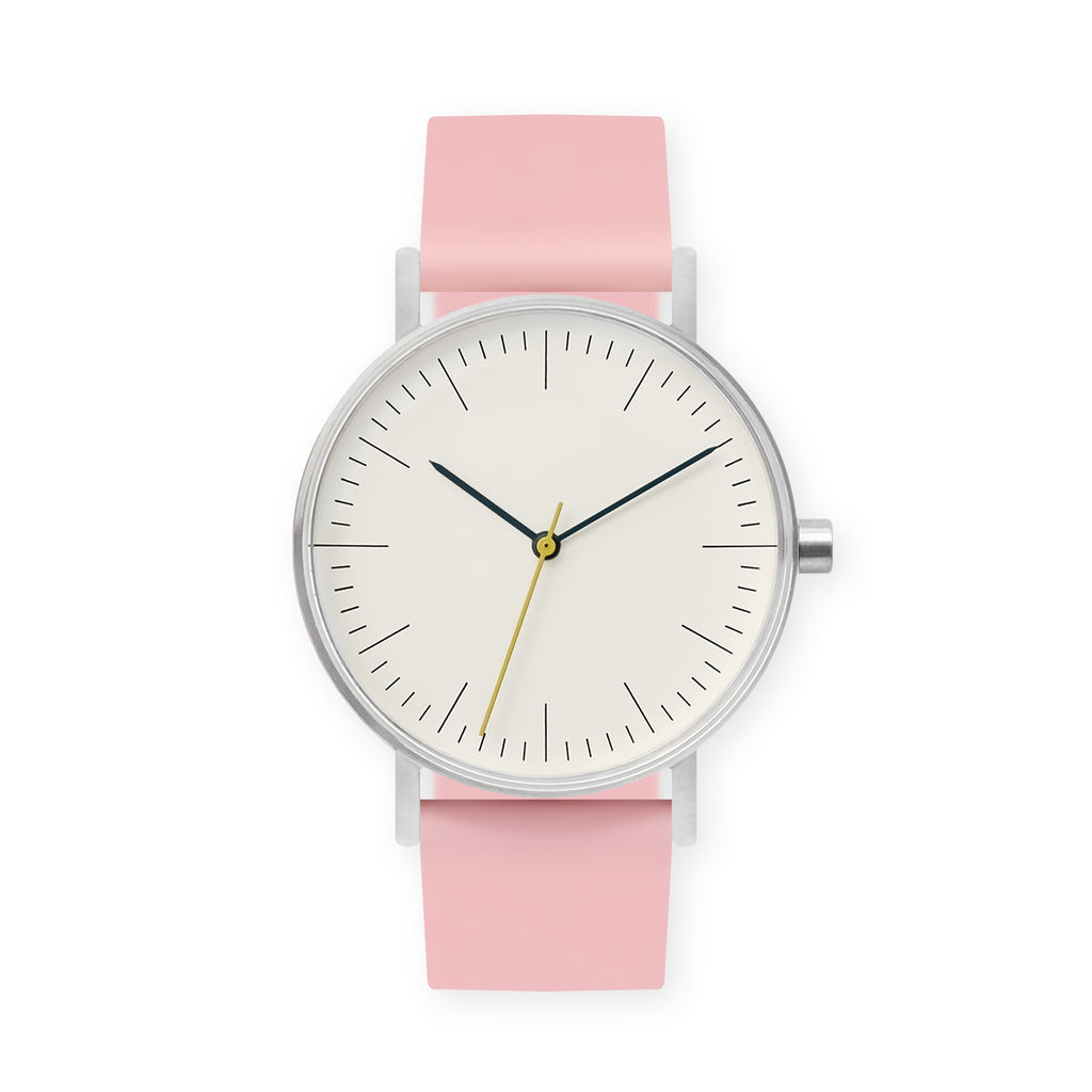 B001 Watch, Silver Case, Off White Dial, Rubber Strap - 0016-Sakura