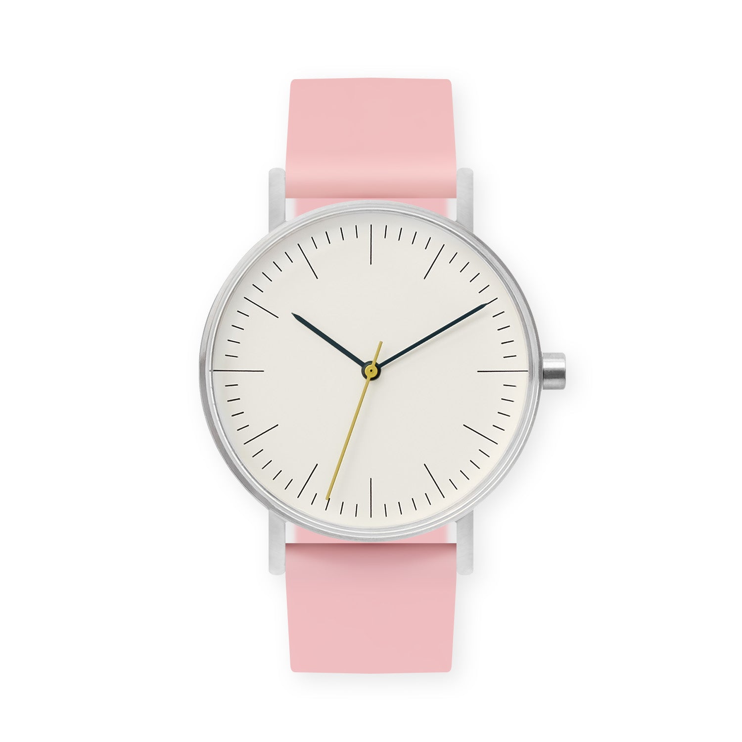B001 Watch, Silver Case, Off White Dial, Silicone Strap - 0016-Sakura - BIJOUONE