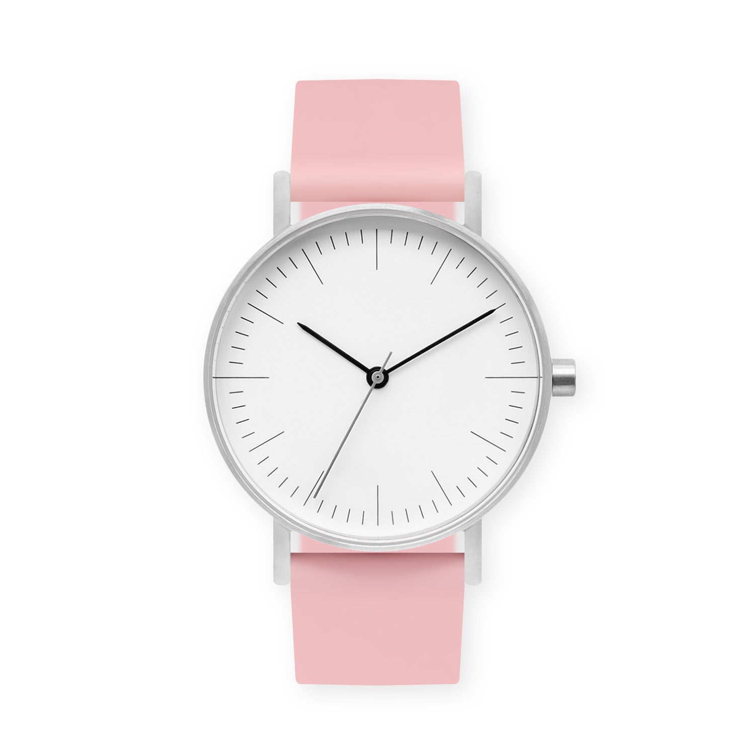 B001 Watch, Silver Case, White Dial, Silicone Strap - 0016-Sakura - BIJOUONE