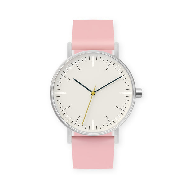 B001 Watch, Silver Case, Off White Dial, Rubber Strap - 0016-Sakura