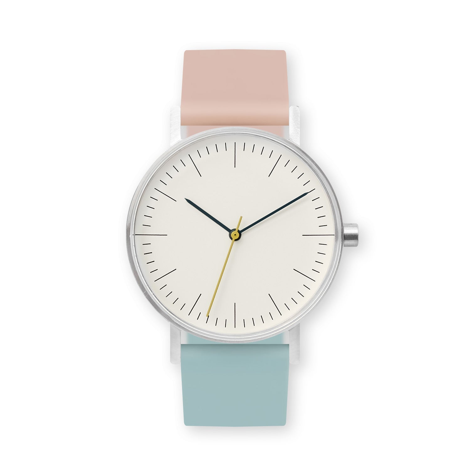 B001 Watch, Silver Case, Off White Dial, Two-tone Silicone Strap - 1112-Pink Sand/Aquamarine