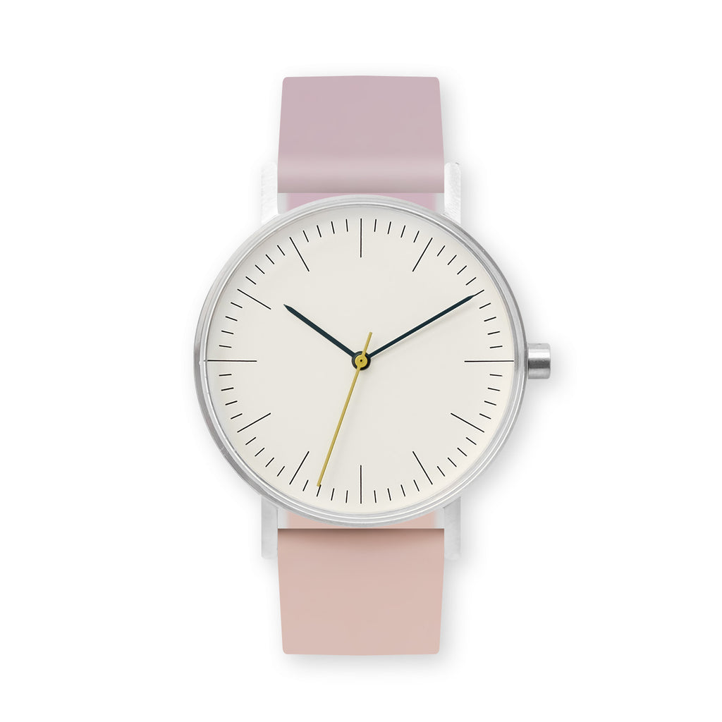 B001 Watch, Silver Case, Off White Dial, Two-tone Rubber Strap - 1511-Lavender/Pink Sand