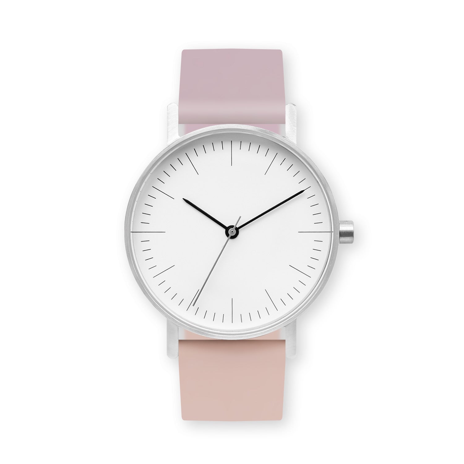 B001 Watch, Silver Case, White Dial, Two-tone Silicone Strap - 1511-Lavender/Pink Sand - BIJOUONE