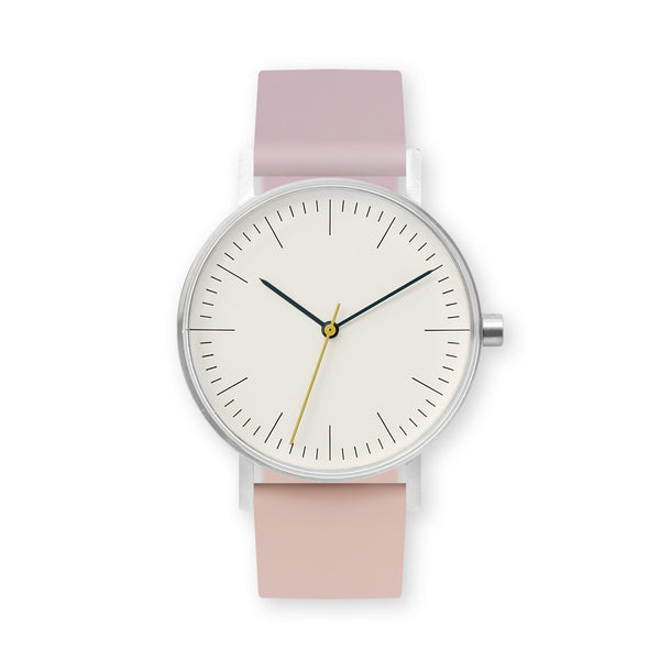 B001 Watch, Silver Case, Off White Dial, Two-tone Rubber Strap - 1511-Lavender/Pink Sand