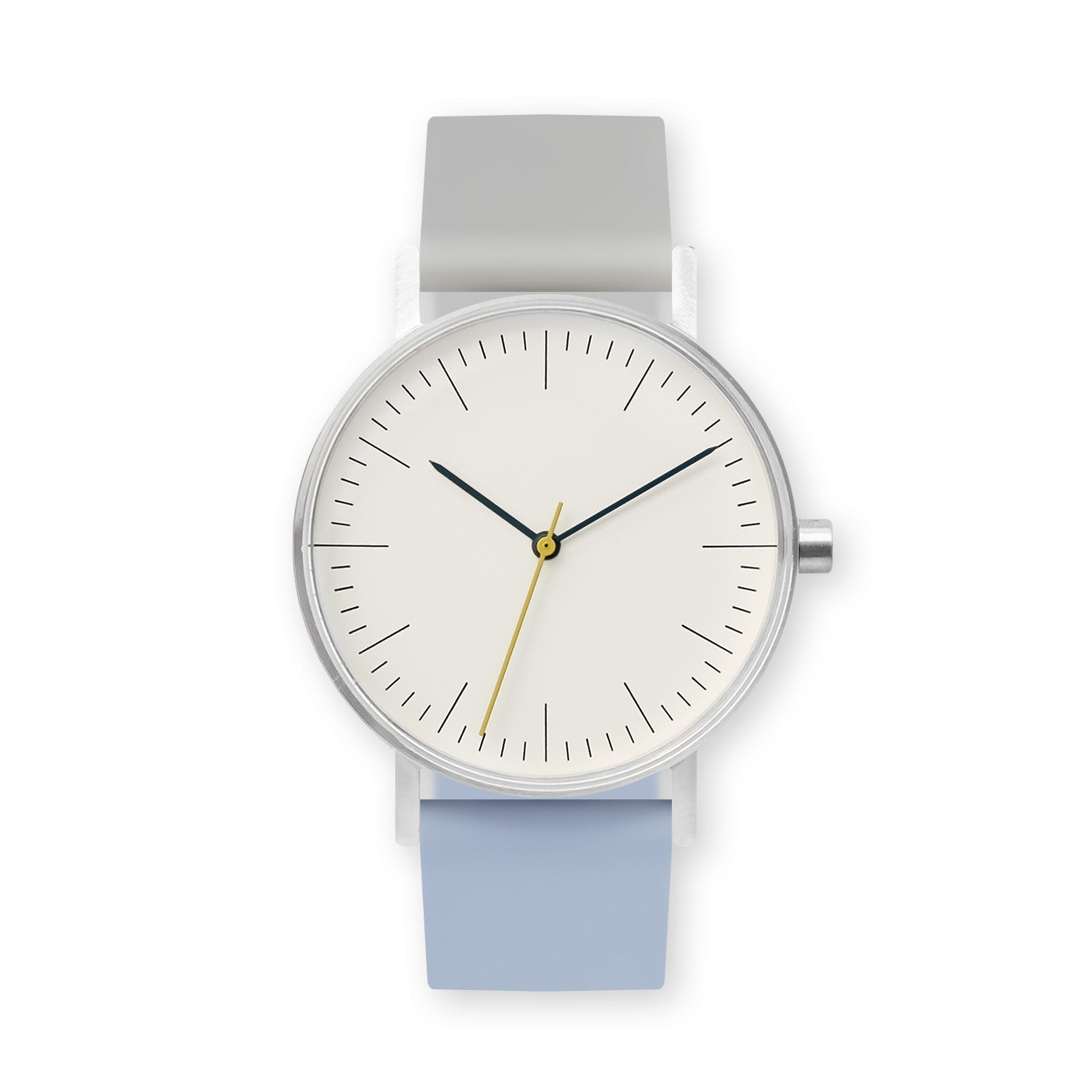 B001 Watch, Silver Case, Off White Dial, Two-tone Silicone Strap - 1708-Light Gray/Dusty Blue