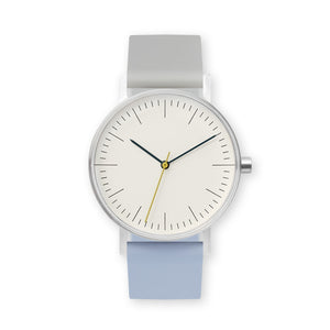 B001 Watch, Silver Case, Off White Dial, Two-tone Silicone Strap - 1708-Light Gray/Dusty Blue