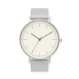 B001 Watch, Silver Case, Off White Dial, Silicone Strap - 0002-Light Grey - BIJOUONE