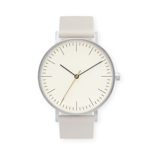 B001 Watch, Silver Case, Off White Dial, Silicone Strap - 0005-Ivory - BIJOUONE
