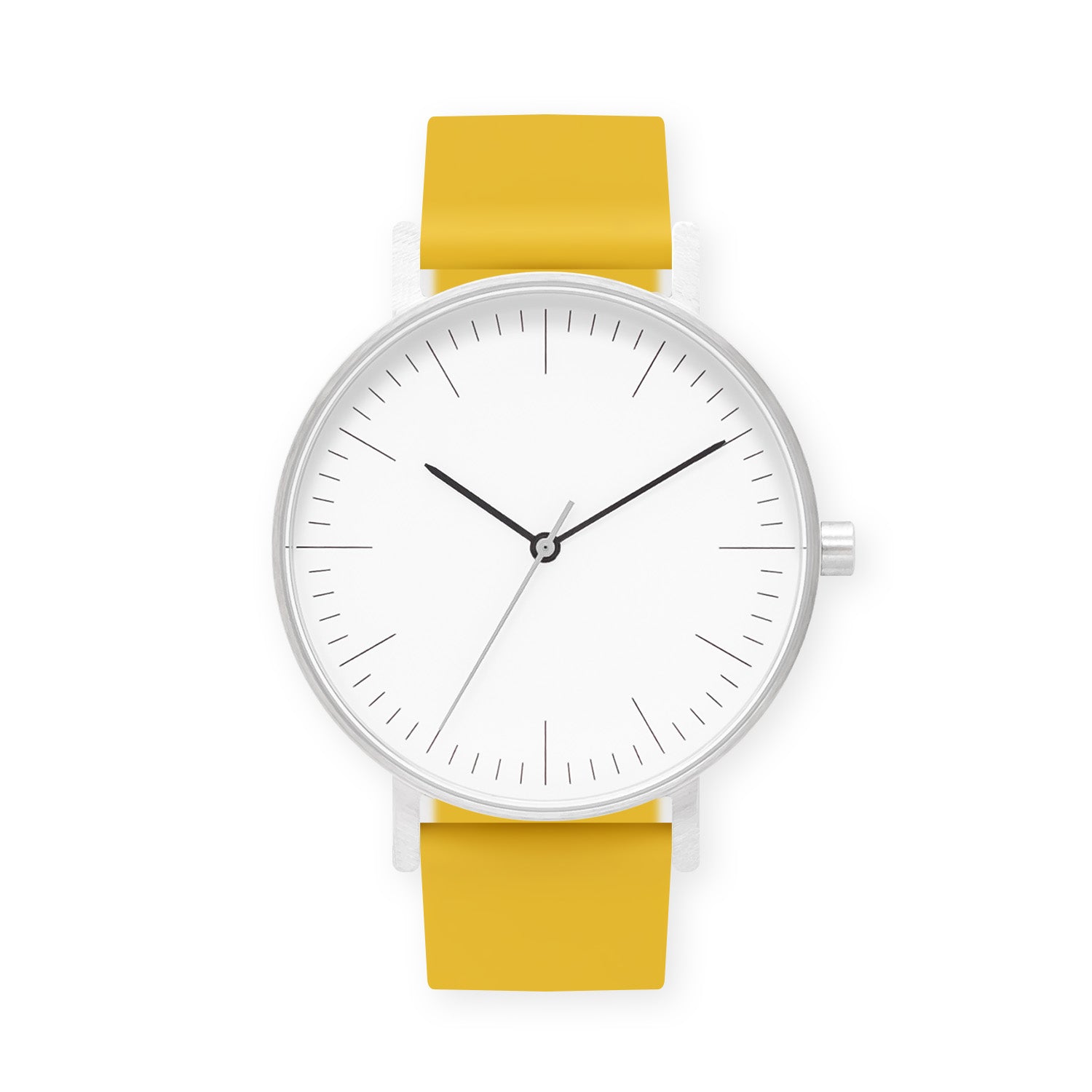 B001 Watch, Silver Case, White Dial, Silicone Strap - 0010-Lemon - BIJOUONE