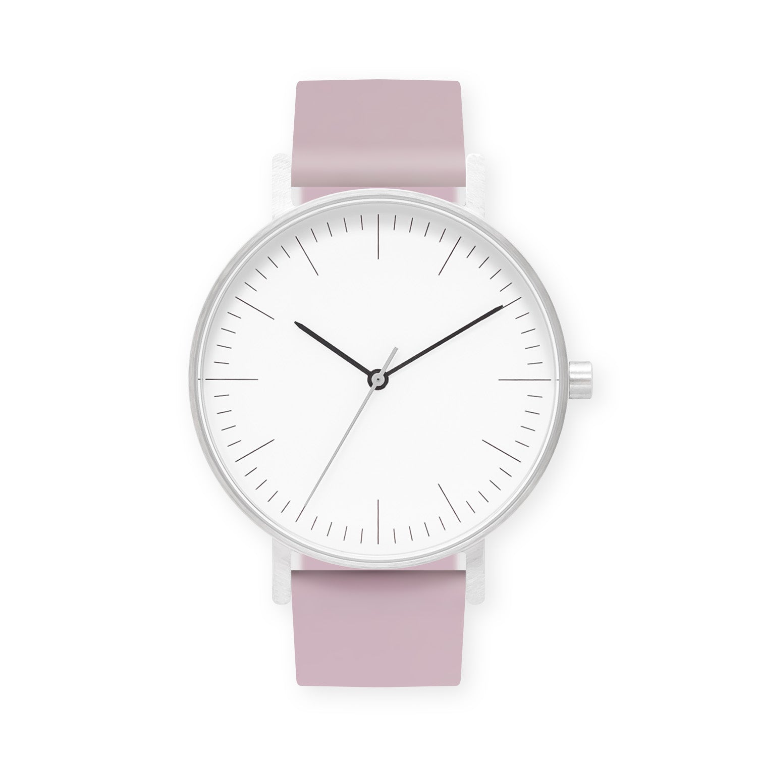B001 Watch, Silver Case, White Dial, Silicone Strap - 0015-Lavender - BIJOUONE