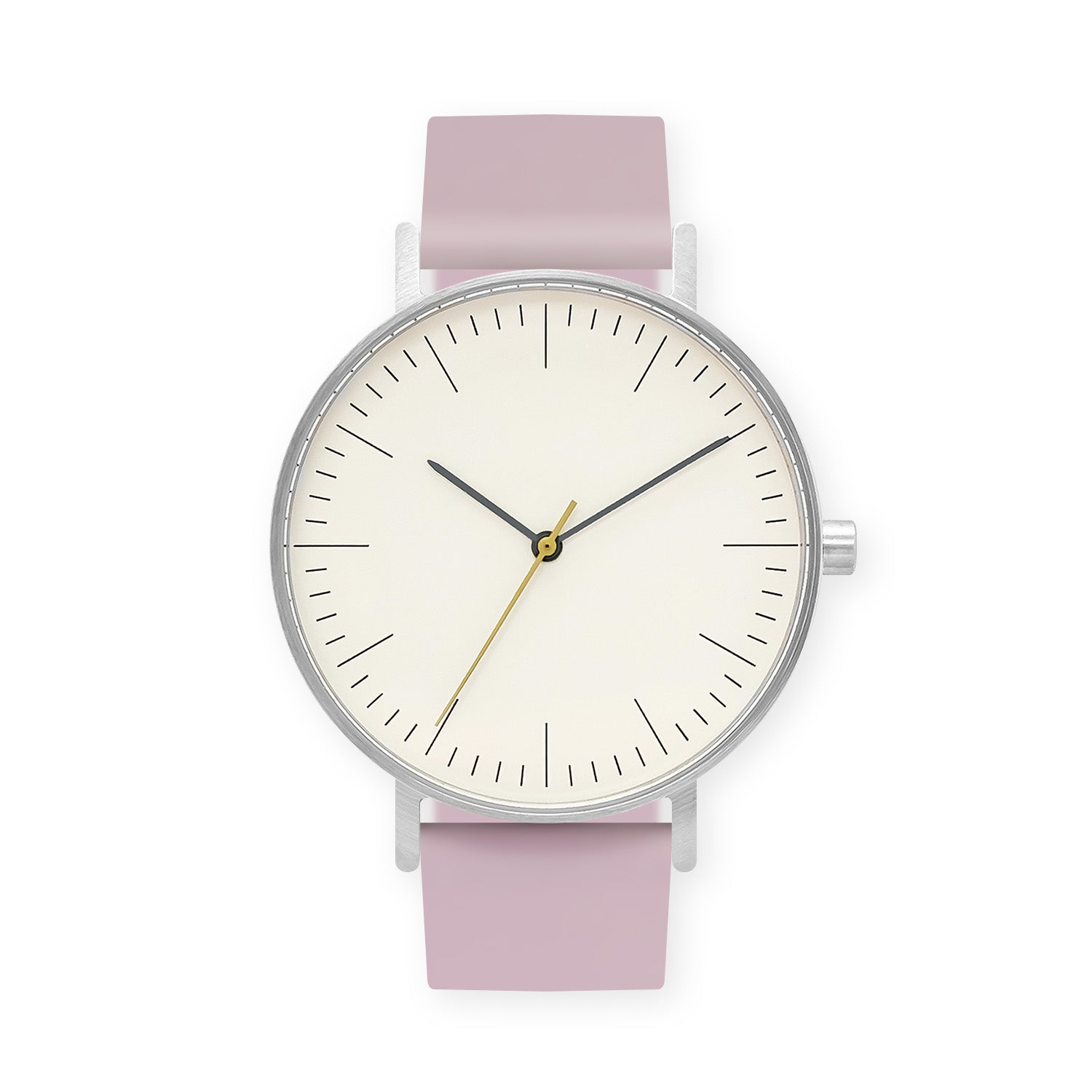 B001 Watch, Silver Case, Off White Dial, Silicone Strap - 0015-Lavender - BIJOUONE