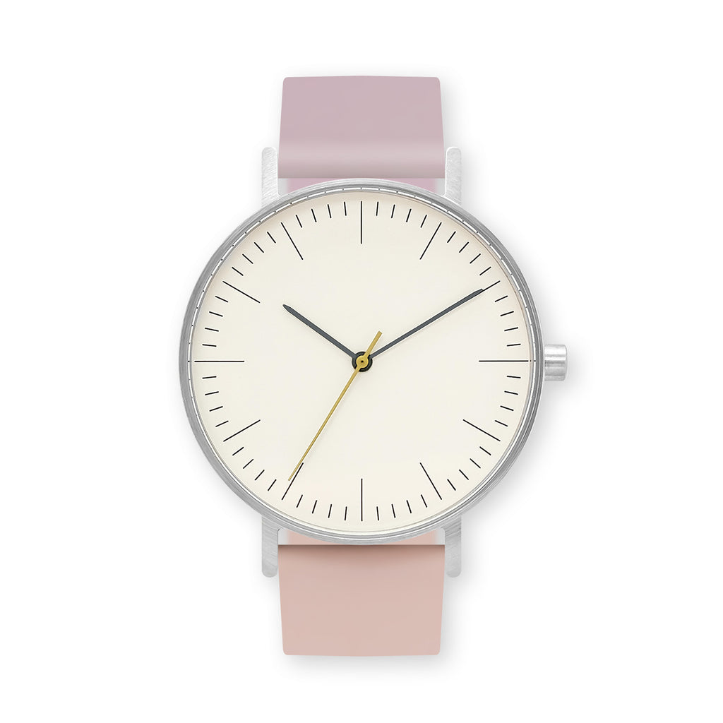 B001 Watch, Silver Case, Off White Dial, Two-tone Rubber Strap - 1511-Lavender/Pink Sand