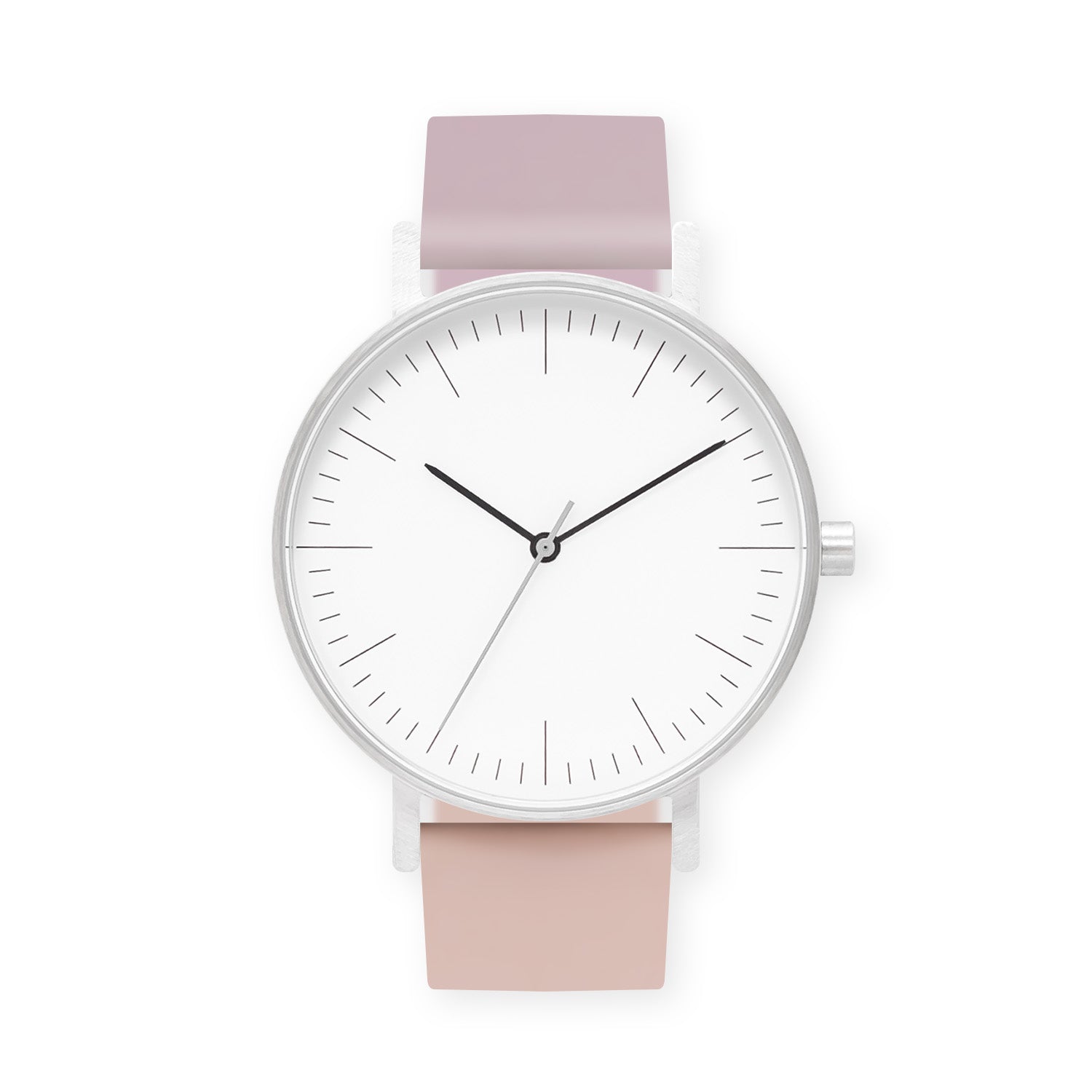 B001 Watch, Silver Case, White Dial, Two-tone Silicone Strap - 1511-Lavender/Pink Sand - BIJOUONE