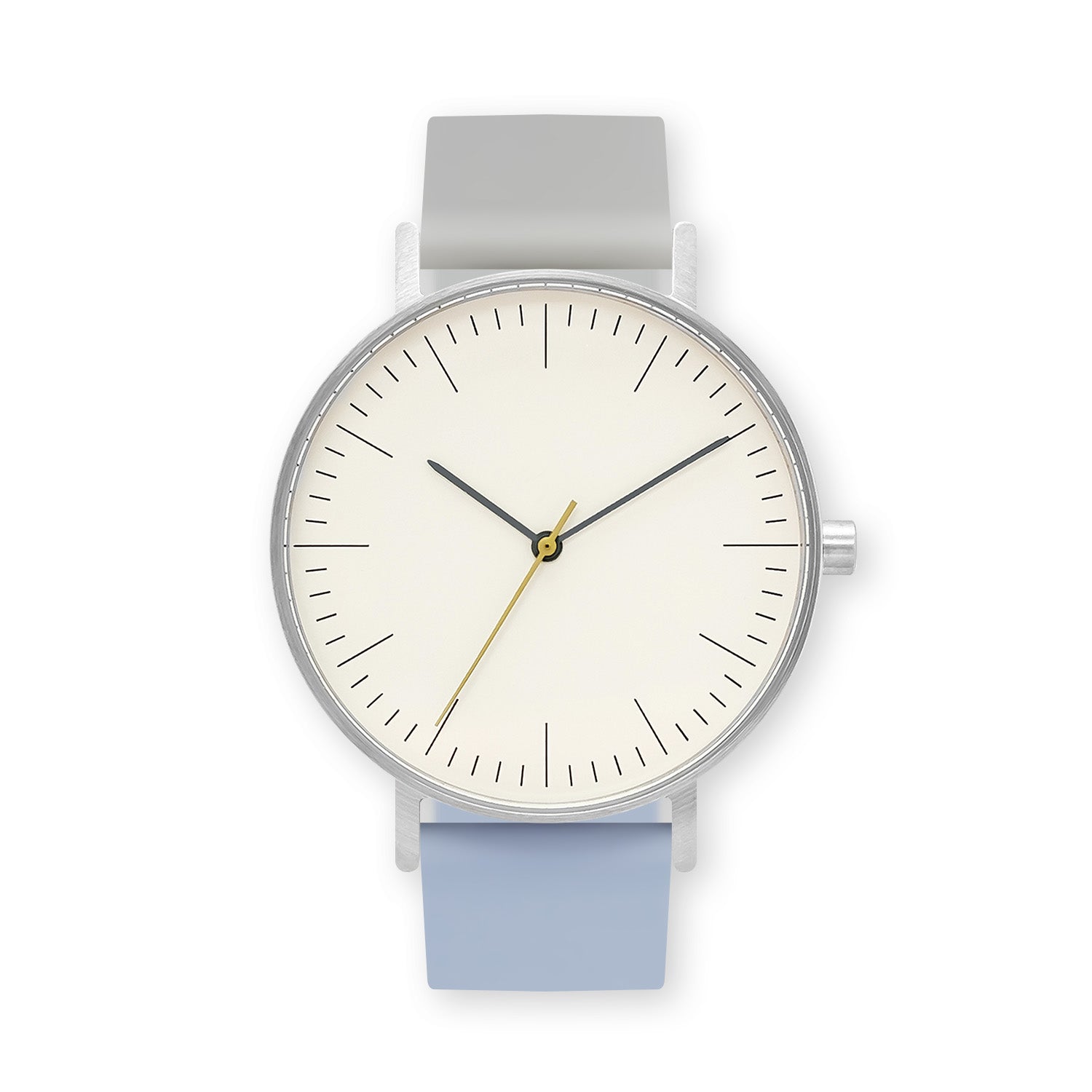 B001 Watch, Silver Case, Off White Dial, Two-tone Silicone Strap - 1708-Light Gray/Dusty Blue