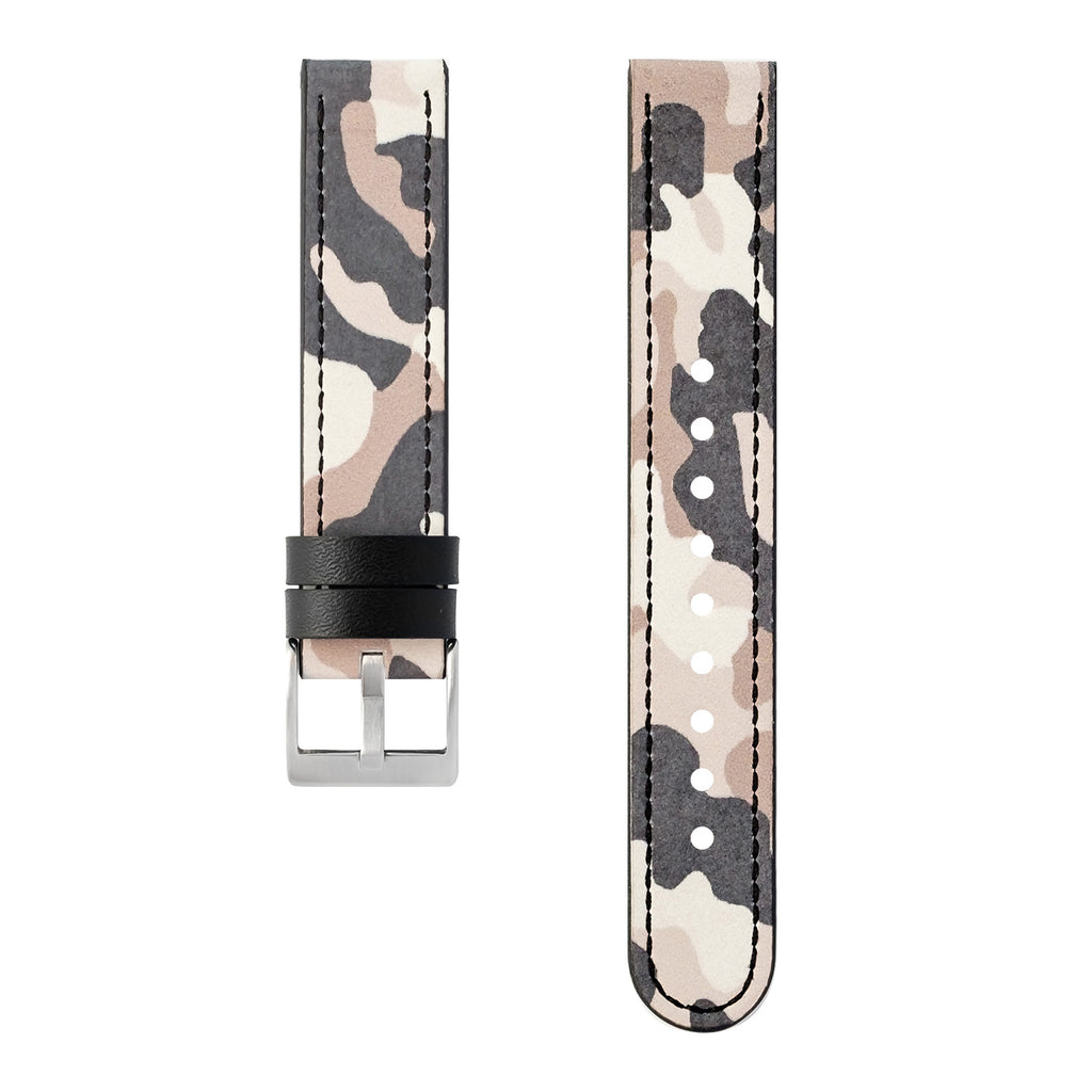 Calf Leather Watch Strap, 18mm, Camouflage khaki
