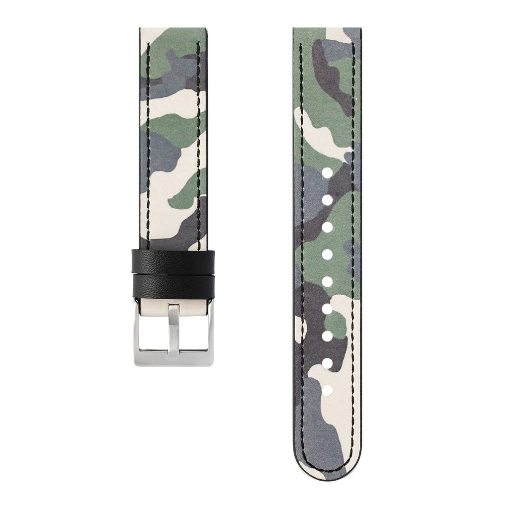 Calf Leather Watch Strap, 18mm, Camouflage Green
