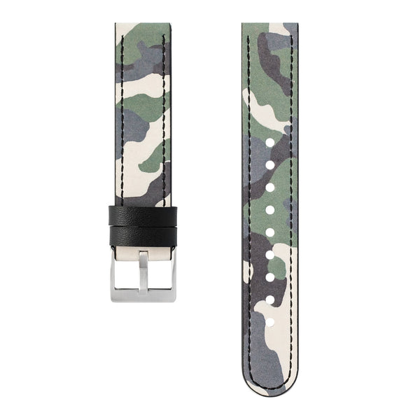 Calf Leather Watch Strap, 18mm, Camouflage Green