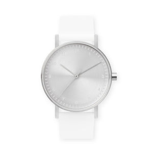 B60 Watch, Silver Case, Silver Dial, Silicone Strap