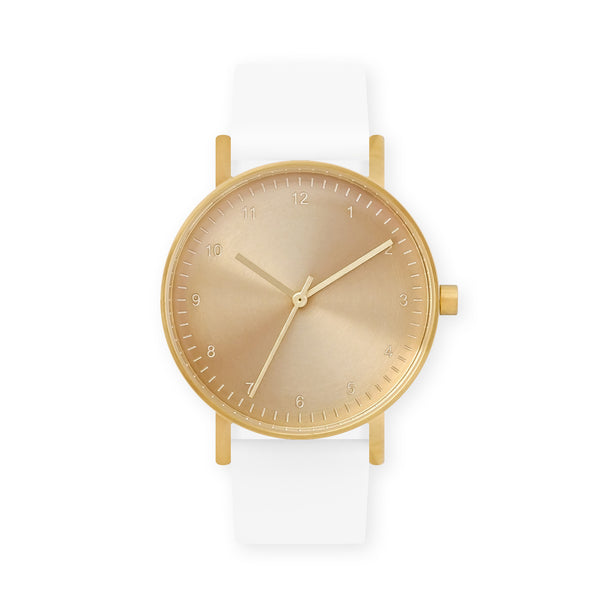 B60 Watch, Gold Case, Gold Dial, Silicone Strap - 0001-White