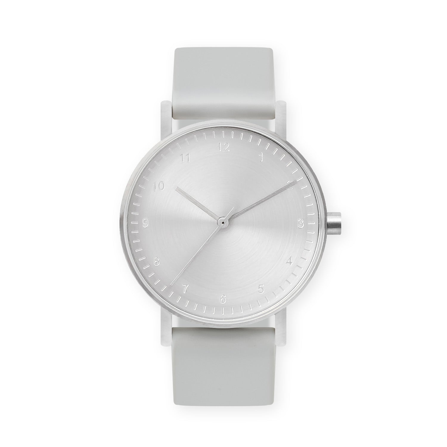B60 Watch, Silver Case, Silver Dial, Silicone Strap - 0002-Light Grey