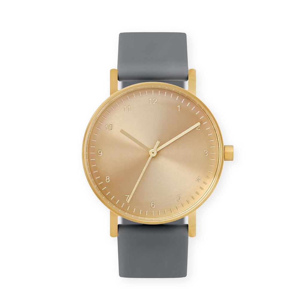 B60 Watch, Gold Case, Gold Dial, Rubber Strap - 0003-Gray