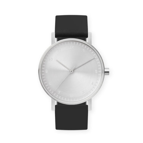 B60 Watch, Silver Case, Silver Dial, Rubber Strap - 0004-Black