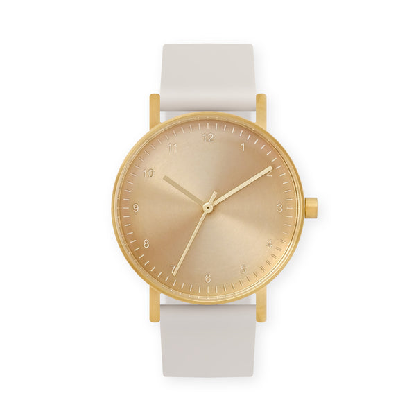 B60 Watch, Gold Case, Gold Dial, Rubber Strap - 0005-Ivory