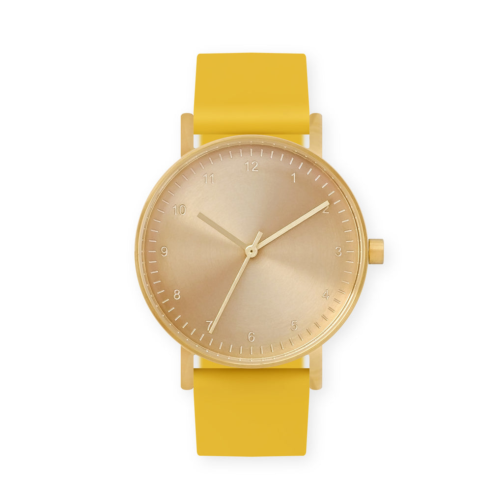 B60 Watch, Gold Case, Gold Dial, Rubber Strap - 0010-Lemon