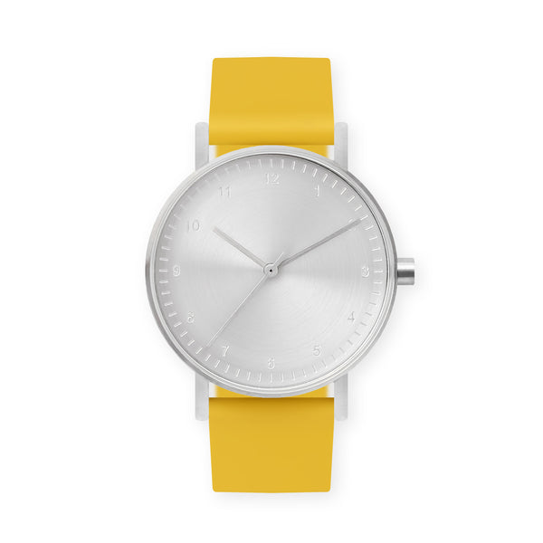 B60 Watch, Silver Case, Silver Dial, Rubber Strap - 0010-Lemon
