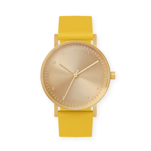 B60 Watch, Gold Case, Gold Dial, Rubber Strap - 0010-Lemon