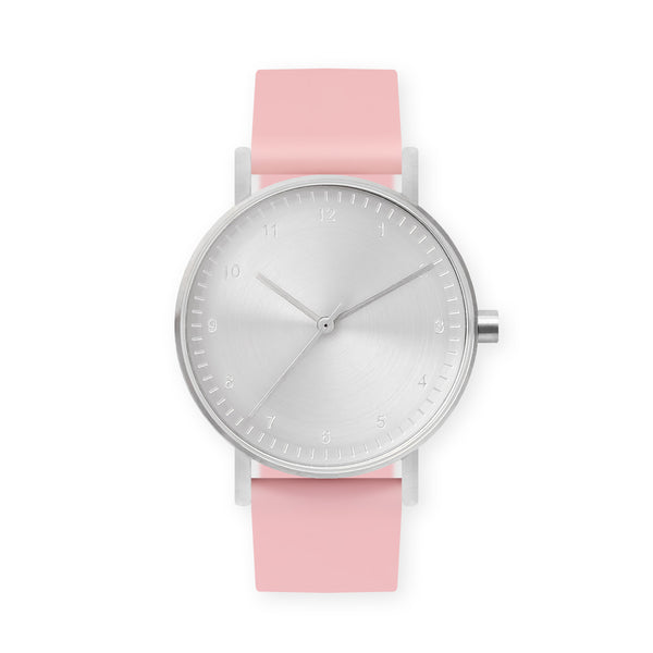 B60 Watch, Silver Case, Silver Dial, Rubber Strap - 0016-Sakura