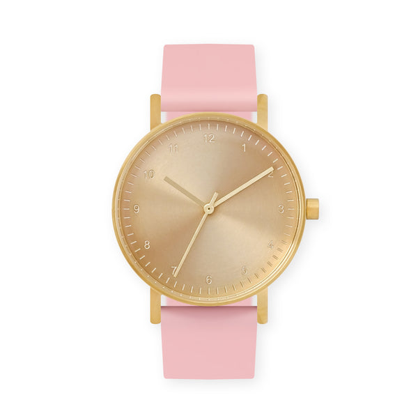 B60 Watch, Gold Case, Gold Dial, Rubber Strap - 0016-Sakura