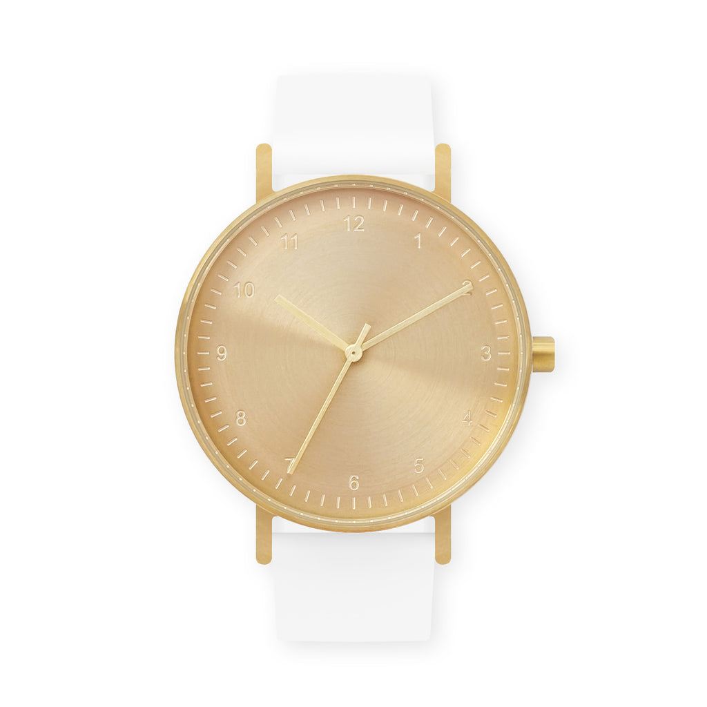 B60 Watch, Gold Case, Gold Dial, Silicone Strap - 0001-White