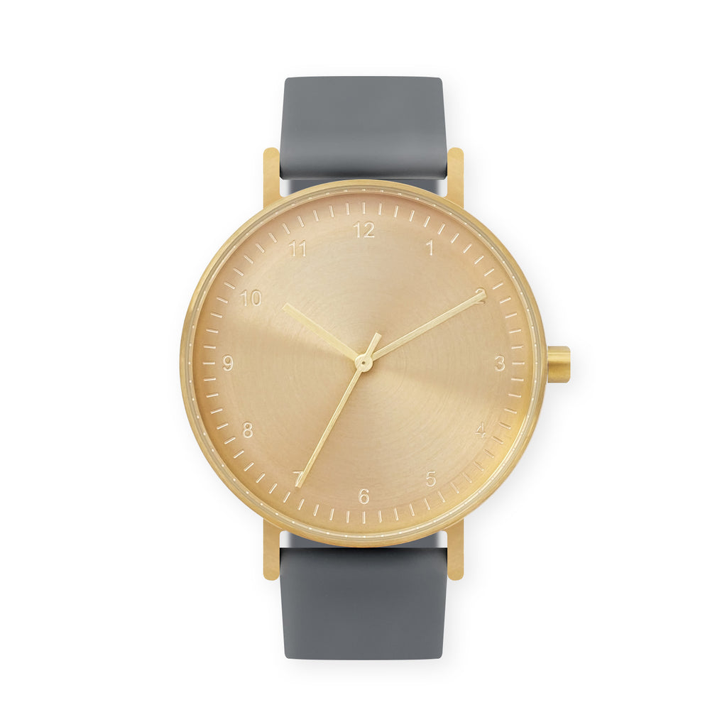 B60 Watch, Gold Case, Gold Dial, Rubber Strap - 0003-Gray