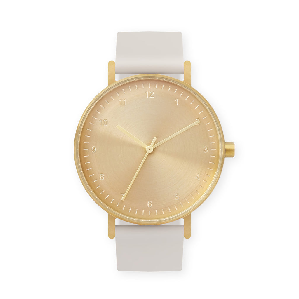 B60 Watch, Gold Case, Gold Dial, Rubber Strap - 0005-Ivory