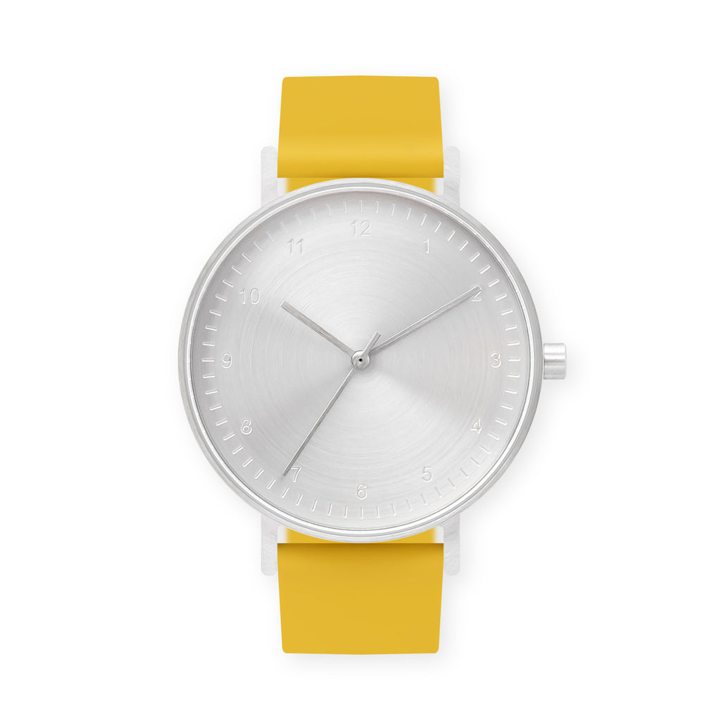 B60 Watch, Silver Case, Silver Dial, Rubber Strap - 0010-Lemon