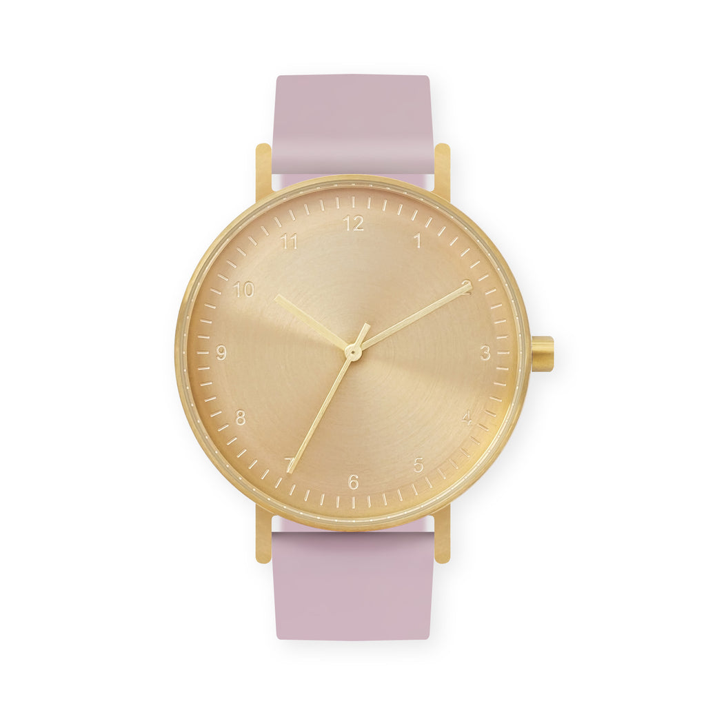 B60 Watch, Gold Case, Gold Dial, Rubber Strap - 0015-Lavender