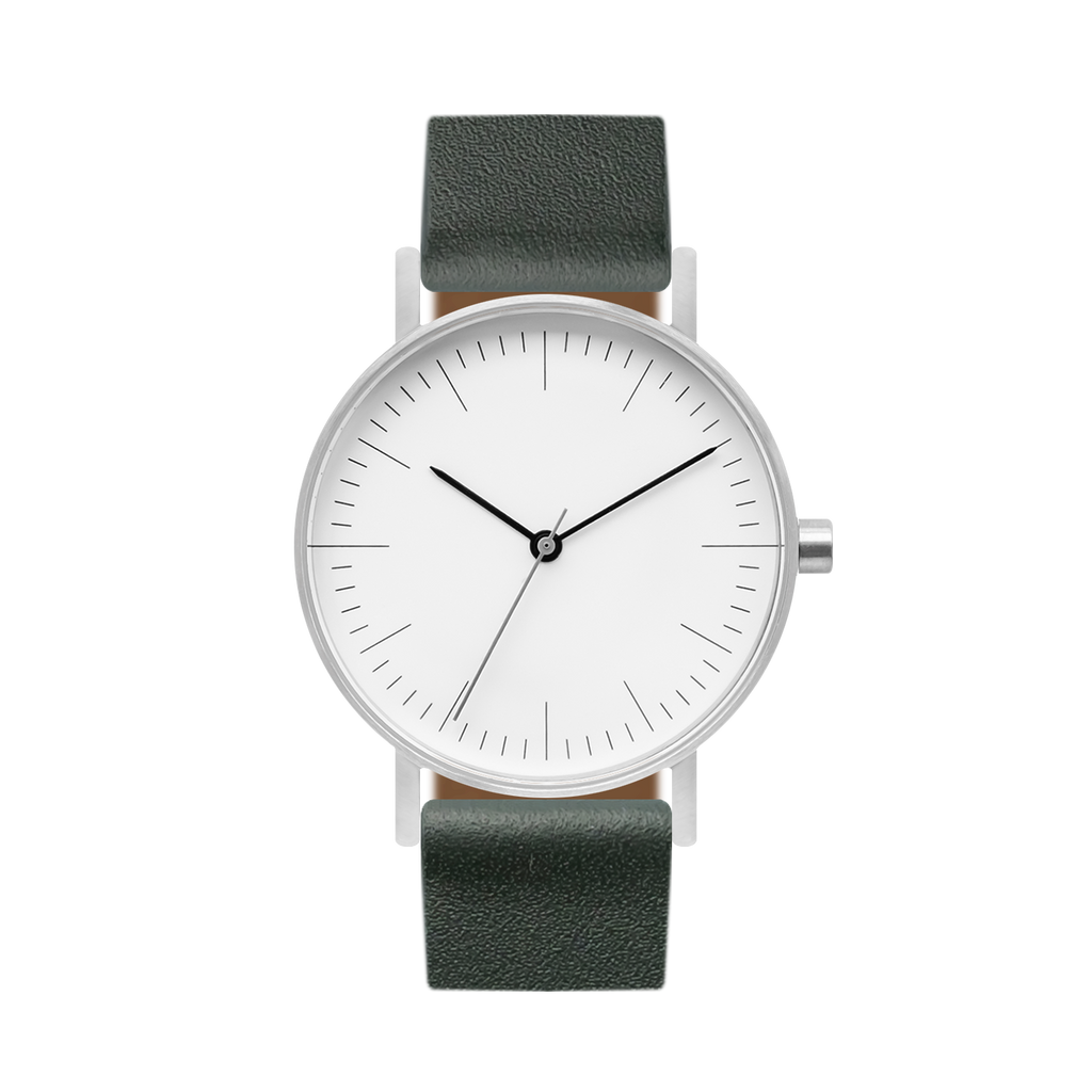 B001 Watch, Gold Case, Off White Dial, Leather Strap - Red