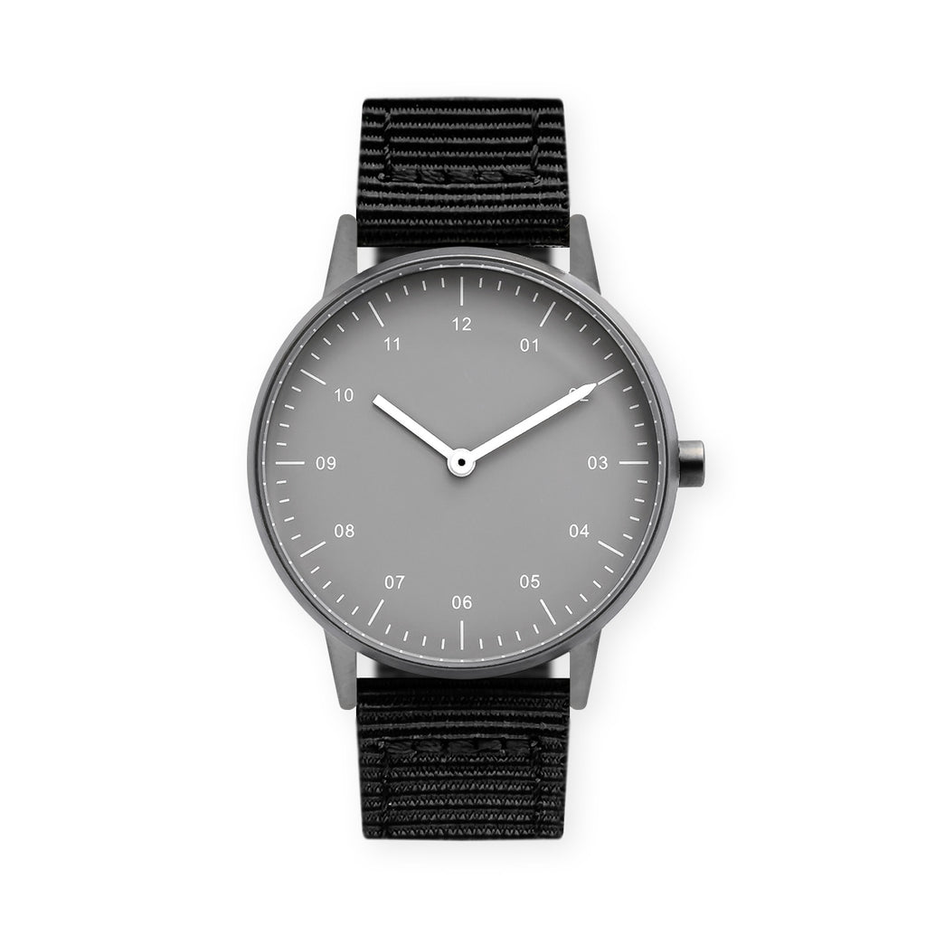 B40 Watch, Gunmetal Case, Gray Dial, Nylon Strap - Black