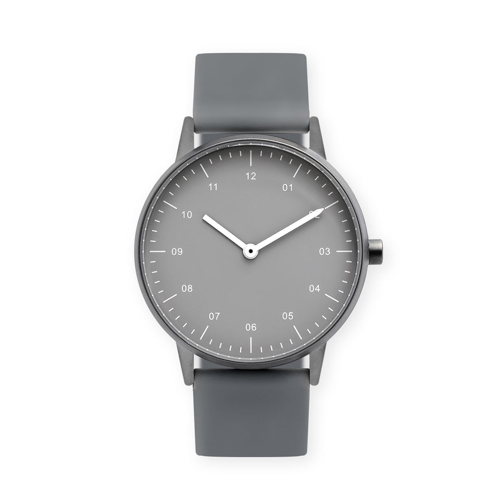 B40 Watch, Gunmetal Case, Gray Dial, Rubber Strap - Gray