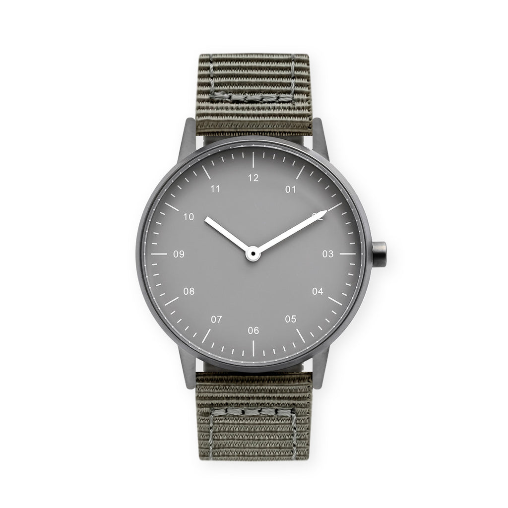 B40 Watch, Gunmetal Case, Gray Dial, Nylon Strap - Gray