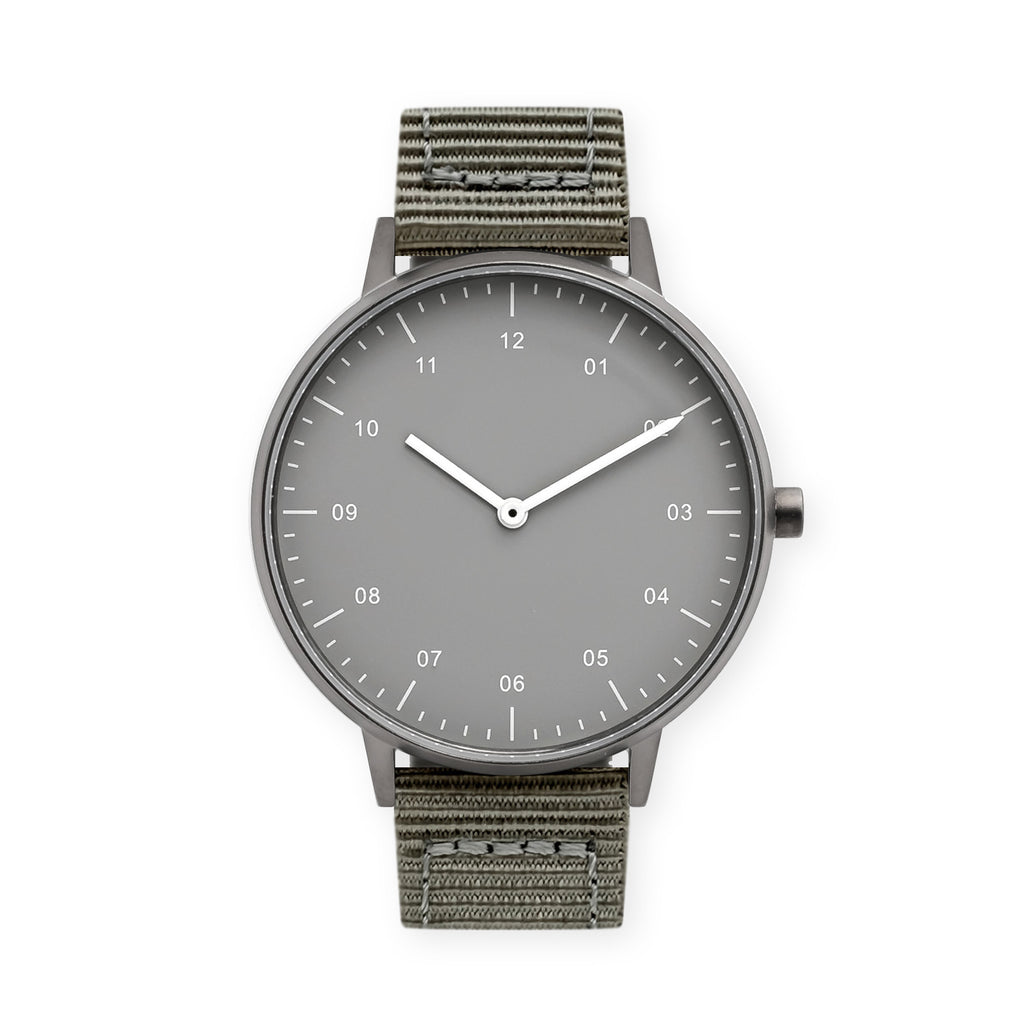 B40 Watch, Gunmetal Case, Gray Dial, Nylon Strap - Gray