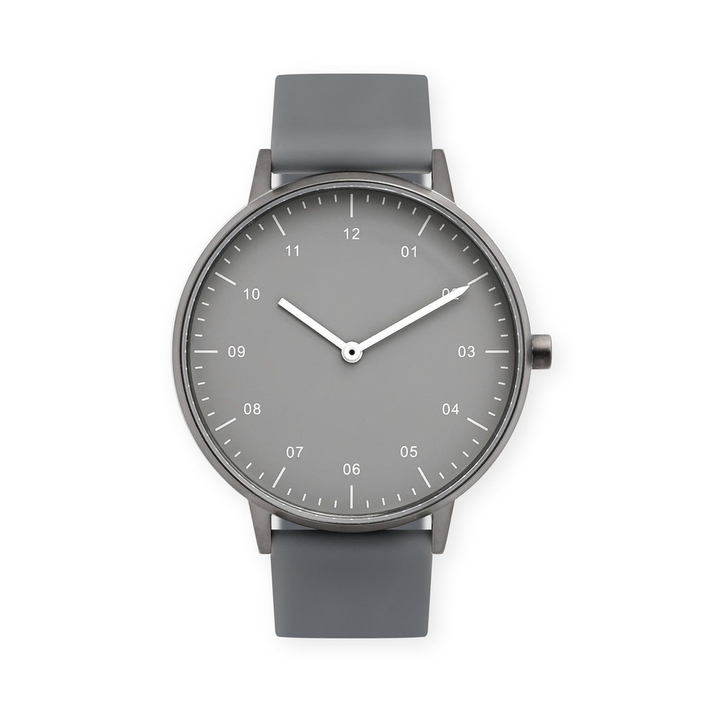 B40 Watch, Gunmetal Case, Gray Dial, Rubber Strap - Gray
