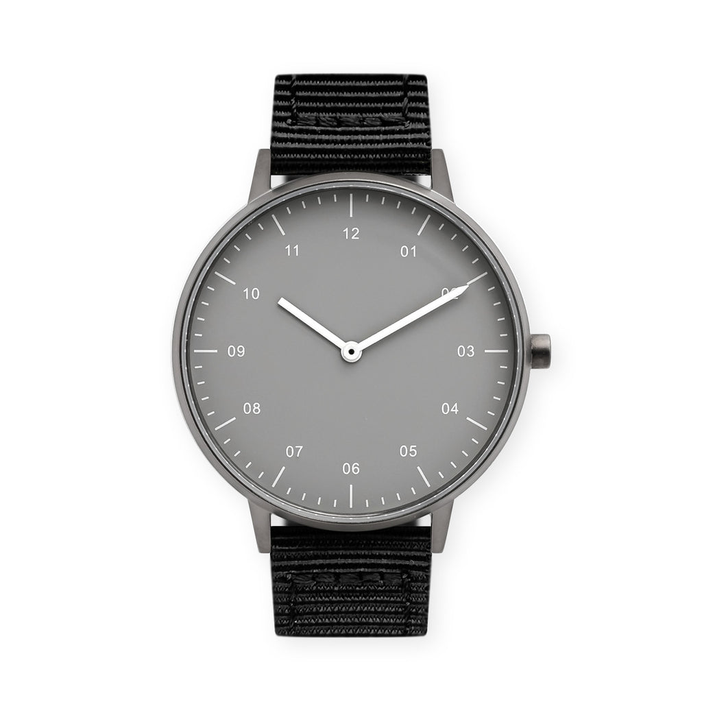 B40 Watch, Gunmetal Case, Gray Dial, Nylon Strap - Black