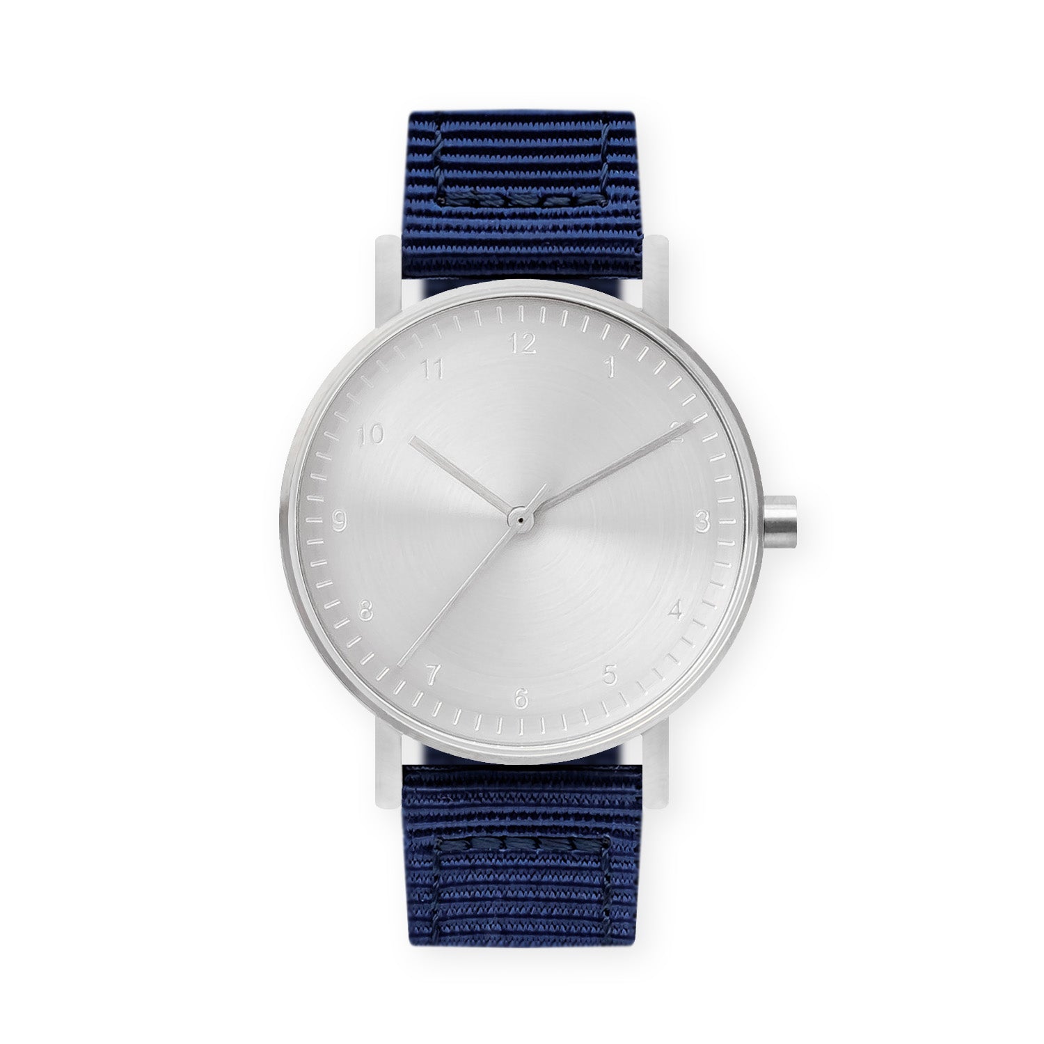 B60 Watch, Silver Case, Silver Dial, Nylon Strap - Navy