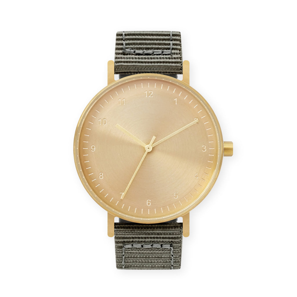 B60 Watch, Gold Case, Gold Dial, Nylon Strap - Gray