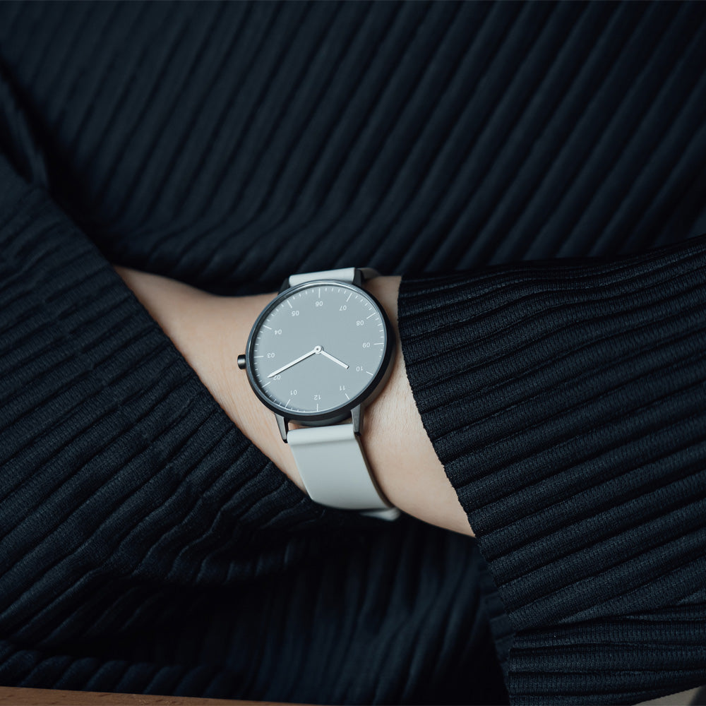 B40 Watch, Gunmetal Case, Gray Dial, Rubber Strap - Light Gray