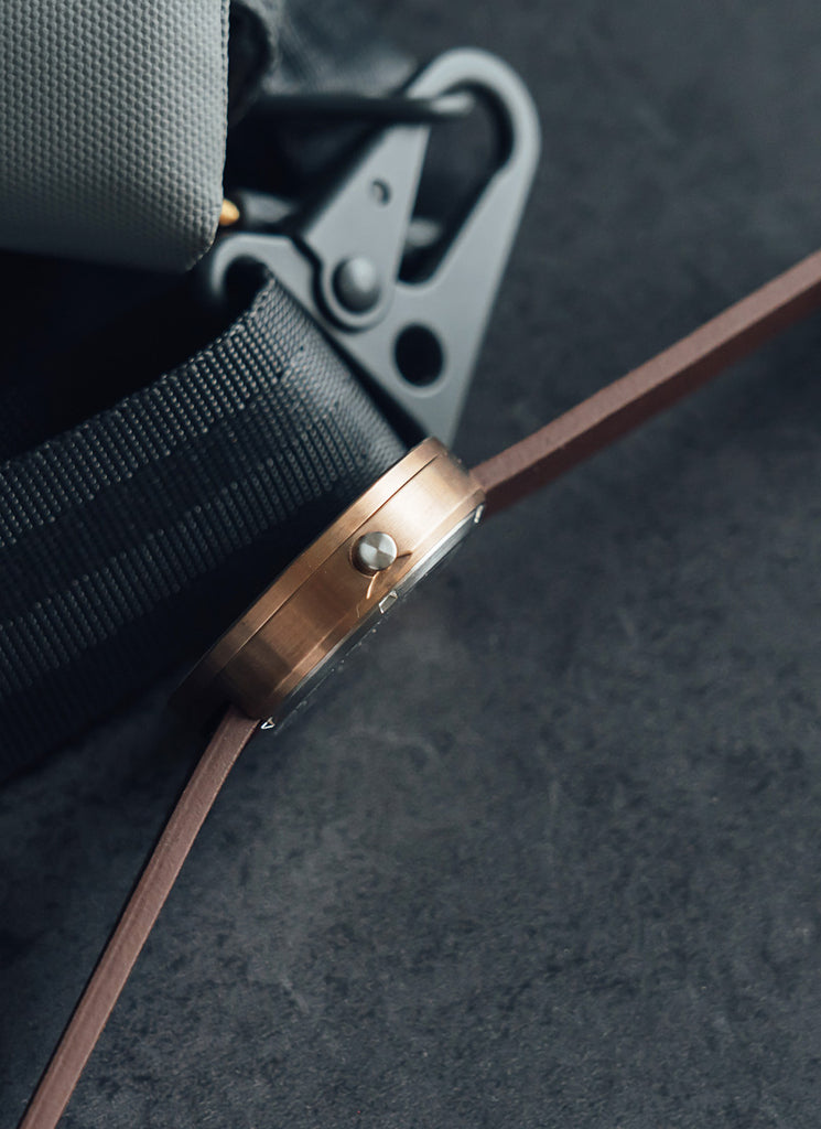 B202 Watch, Rose Gold Case, Off White Dial, Calendar, Leather Strap - Brown